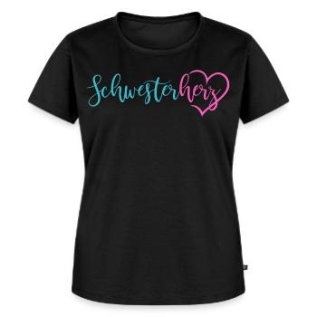 Schwesterherz - Frauen Premium Bio T-Shirt - Schwarz - Vorne - Selfina (174cm)