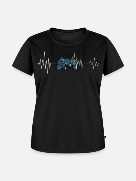 Gaming-Controller Heartbeat Gamer T-Shirt - Frauen Premium Bio T-Shirt - Schwarz