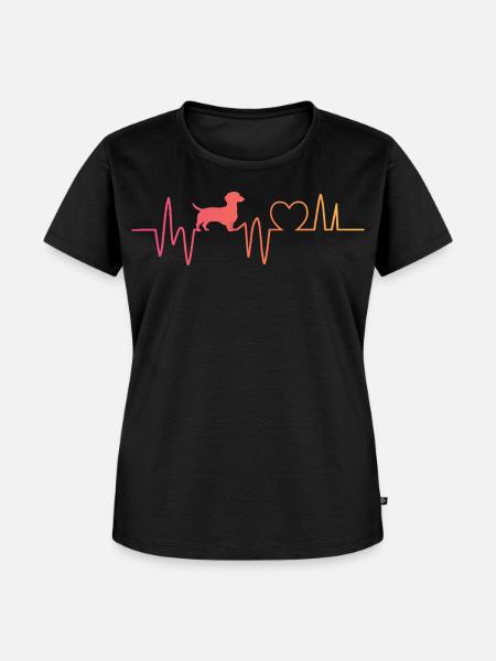 Dackel Herzschlag Dackel - Frauen Premium Bio T-Shirt - Schwarz