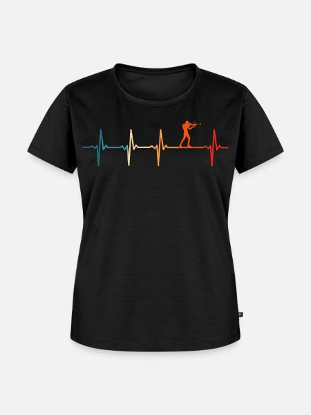 Biathlon Herzschlag Biathlet Ski - Frauen Premium Bio T-Shirt - Schwarz
