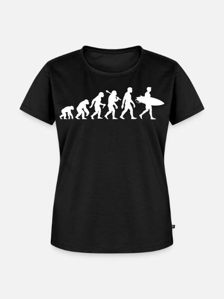 Surfer Evolution für Surfen mit Surfbrett - Frauen Premium Bio T-Shirt - Schwarz