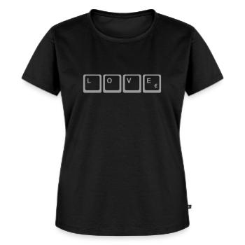 Chemise de clavier LOVE – Style minimaliste nerd - T-shirt Premium bio Femme - noir - Devant - Selfina (174cm)