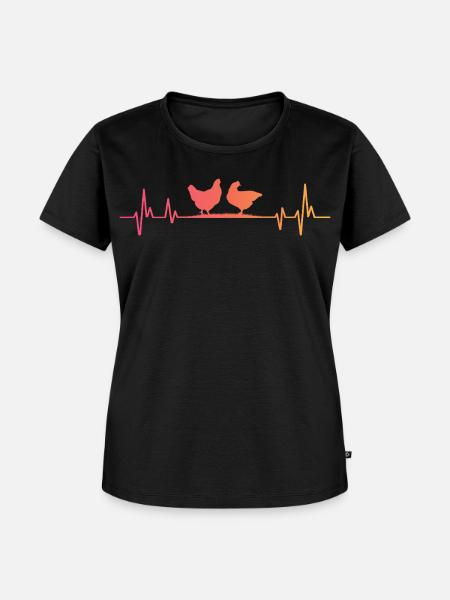 Hennen-Sonnenuntergangs-Herzschlag-Hennen - Frauen Premium Bio T-Shirt - Schwarz