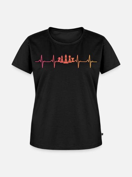 Chess Sunset Heartbeat Schachspiele - Frauen Premium Bio T-Shirt - Schwarz