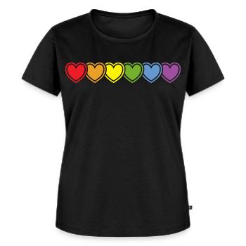 Regebogen Herzen für Gay Pride Freiheit der Liebe - Frauen Premium Bio T-Shirt - Schwarz - Vorne - Selfina (174cm)