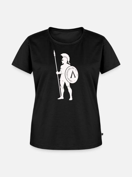 Spartanischer Krieger mit Schild - Frauen Premium Bio T-Shirt - Schwarz