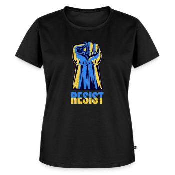 Résister à l’Ukraine : le poing ukrainien - T-shirt Premium bio Femme - noir - Devant - Selfina (174cm)