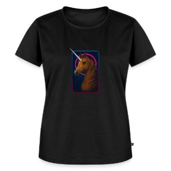 Brown Arabian Unicorn Beauty with Neon Vibes - Women's Premium Organic T-shirt - black - Front - Selfina (174cm)