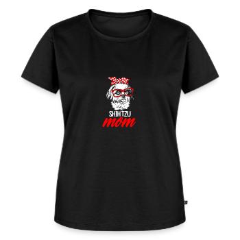 Shih tzu mom shitzu terrier - Frauen Premium Bio T-Shirt - Schwarz - Vorne - Selfina (174cm)