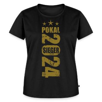 Pokalsieger 2024 - Frauen Premium Bio T-Shirt - Schwarz - Vorne - Selfina (174cm)