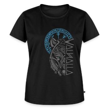 Walhalla Wolf Maske Odin Runen Nordischer Kompass - Frauen Premium Bio T-Shirt - Schwarz - Vorne - Selfina (174cm)