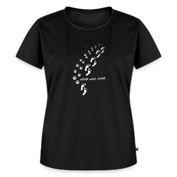 Never Walk Alone - Spuren - Frauen Premium Bio T-Shirt - Schwarz - Vorne - Selfina (174cm)