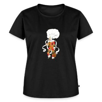 Gille de Binche - T-shirt Premium bio Femme - noir - Devant - Selfina (174cm)