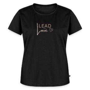 Diriger avec amour - Leadership féminin - T-shirt Premium bio Femme - noir - Devant - Selfina (174cm)