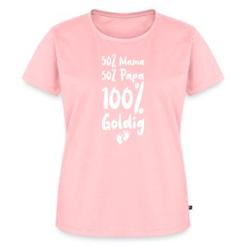 50% Mama 50% Papa 100% Goldig - Frauen Premium Bio T-Shirt - Rosa - Vorne - AI Model Female 172 dark (172cm)