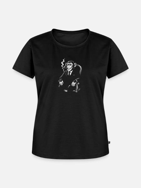Affe mit Zigarre - Frauen Premium Bio T-Shirt - Schwarz