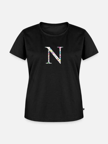 Personalisierbar Monogramm N Herzmuster - Frauen Premium Bio T-Shirt - Schwarz
