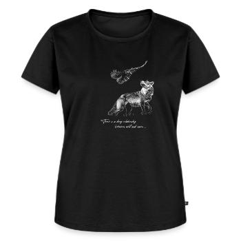 Wolf und Rabe - Frauen Premium Bio T-Shirt - Schwarz - Vorne - Selfina (174cm)