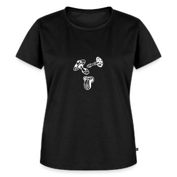 Champignons Mushrooms Fête - T-shirt Premium bio Femme - noir - Devant - Selfina (174cm)