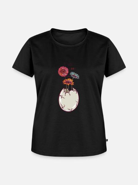 Blühendes Ei - Eierschale - Blüten - Frauen Premium Bio T-Shirt - Schwarz
