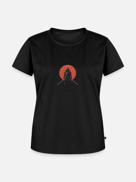 Samurai -Krieger Mit Roter Sonne - Frauen Premium Bio T-Shirt - Schwarz