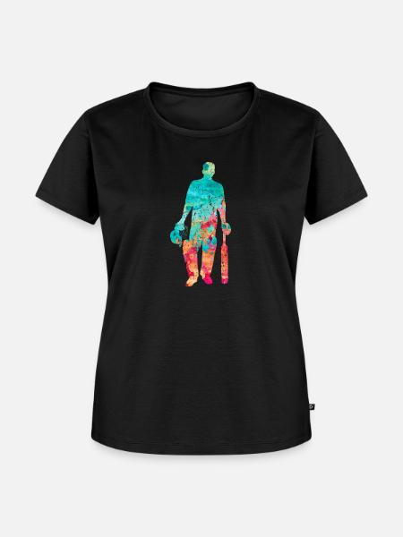 Cricket-Spieler in Popart - Frauen Premium Bio T-Shirt - Schwarz