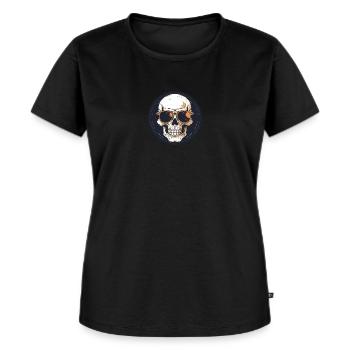 Schädel mit Sonnenbrille, Totenkopf, Skelett - Frauen Premium Bio T-Shirt - Schwarz - Vorne - Selfina (174cm)