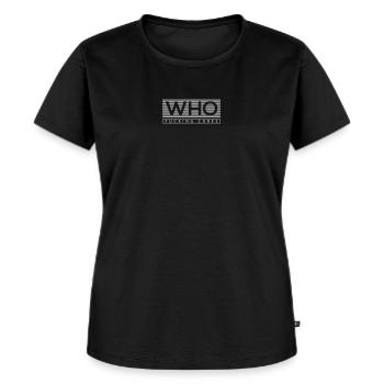 WHO CARES - Women's Premium Organic T-shirt - black - Front - Selfina (174cm)