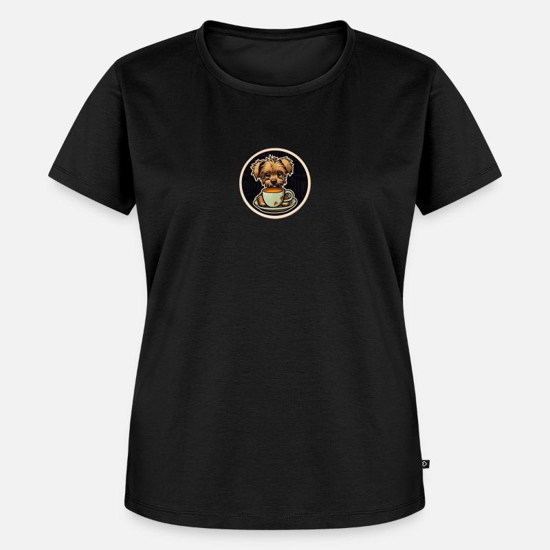 Hund mit Kaffee - Frauen Premium Bio T-Shirt - Schwarz