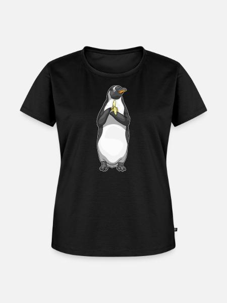 Pinguin Banane - Frauen Premium Bio T-Shirt - Schwarz