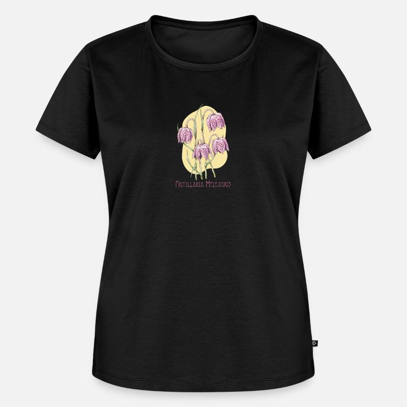 Cube checkerboard botanical drawing - Women's Premium Organic T-shirt - black