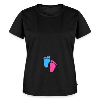 Baby füße blau pink schwangerschaft Geschenk Shirt - Frauen Premium Bio T-Shirt - Schwarz - Vorne - Selfina (174cm)