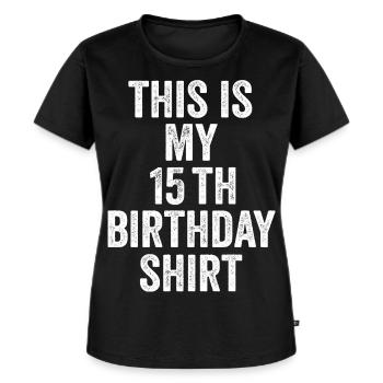 15. Hochzeitstag 15. Jubiläumsgeschenk – 15. Jahresgeschenk - Frauen Premium Bio T-Shirt - Schwarz - Vorne - Selfina (174cm)