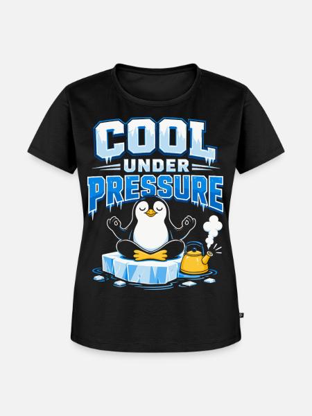 Cool Under Pressure Pinguin Meditation - Frauen Premium Bio T-Shirt - Schwarz