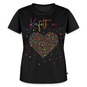 Konfetti im Herzen - Frauen Premium Bio T-Shirt - Schwarz - Vorne - Selfina (174cm)