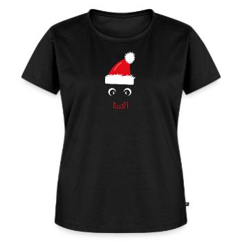 Weihnachtsmann im Dunkeln mit Zipfelmütze. - Frauen Premium Bio T-Shirt - Schwarz - Vorne - Selfina (174cm)