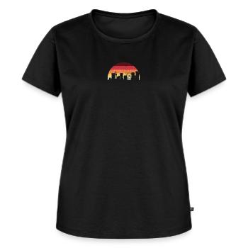 Sonnenuntergangsskyline mit Riesenrad - Frauen Premium Bio T-Shirt - Schwarz - Vorne - Selfina (174cm)