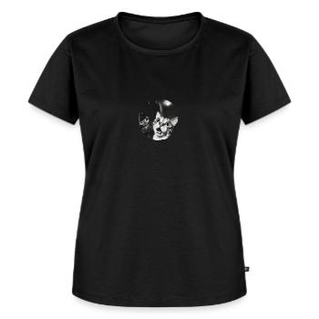 Double Surprised Cats In Vintage Black - Women's Premium Organic T-shirt - black - Front - Selfina (174cm)
