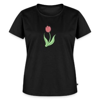 Tulipe douce - T-shirt Premium bio Femme - noir - Devant - Selfina (174cm)