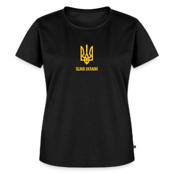 Slava Ukraini - Women's Premium Organic T-shirt - black - Front - Selfina (174cm)