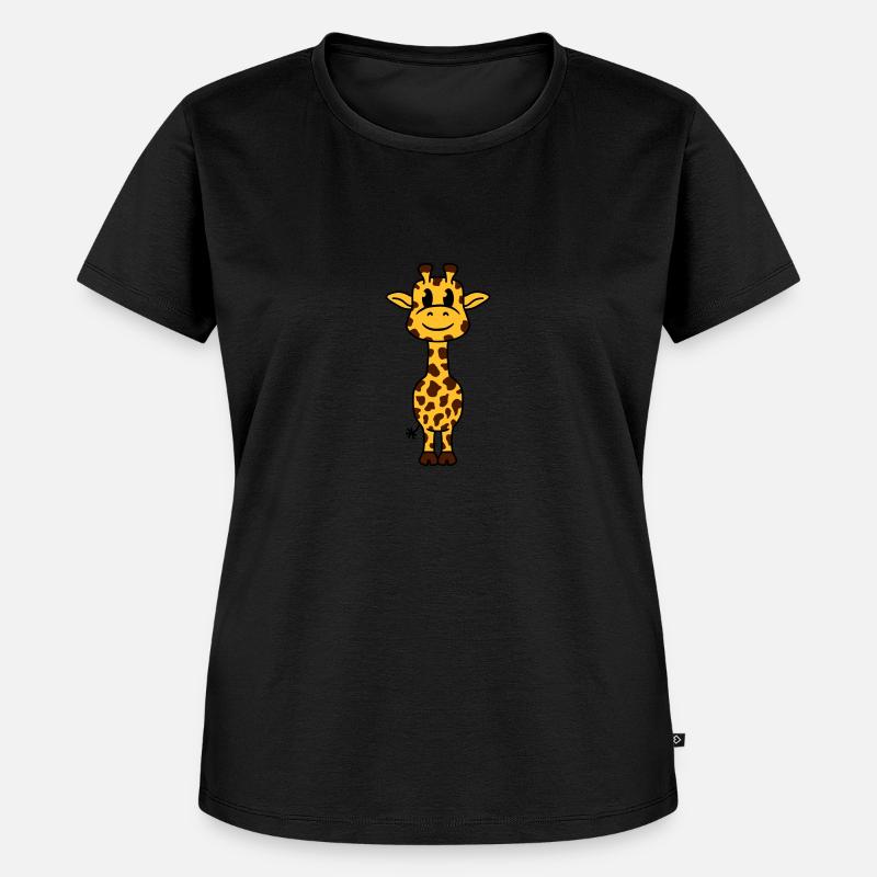 Funny Cool Happy Giraffe Africa Animal Comic - Women's Premium Organic T-shirt - black