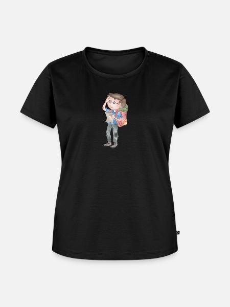Wander-H. "Der Wegfinder" - Frauen Premium Bio T-Shirt - Schwarz