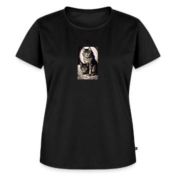 Katze | Haustier | Katzenfan | niedlich | Kätzchen - Frauen Premium Bio T-Shirt - Schwarz - Vorne - Selfina (174cm)