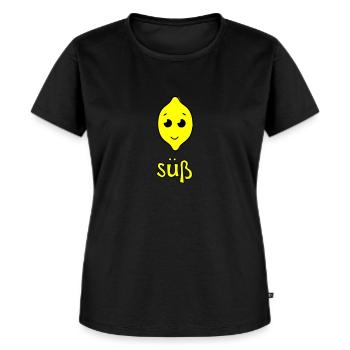 Zitrone süss - Frauen Premium Bio T-Shirt - Schwarz - Vorne - Selfina (174cm)