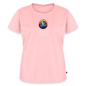 Brennende traurige Erde Klimawandel - Frauen Premium Bio T-Shirt - Rosa - Vorne - AI Model Female 172 dark (172cm)