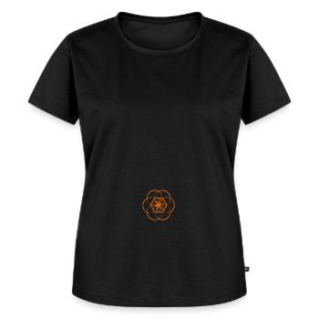 Blühendes Leben orange - Sakralchakra - Frauen Premium Bio T-Shirt - Schwarz - Vorne - Selfina (174cm)