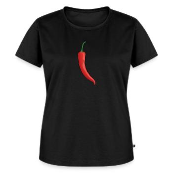 Chili Peperoni - Frauen Premium Bio T-Shirt - Schwarz - Vorne - Selfina (174cm)
