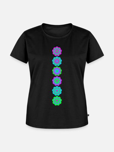 bunte Blumen - Frauen Premium Bio T-Shirt - Schwarz