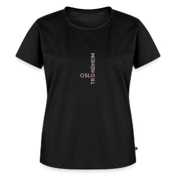 OSLO nach TRONDHEIM - Frauen Premium Bio T-Shirt - Schwarz - Vorne - Selfina (174cm)
