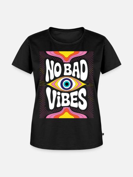 No Bad Vibes Eye Psychedelia - Frauen Premium Bio T-Shirt - Schwarz